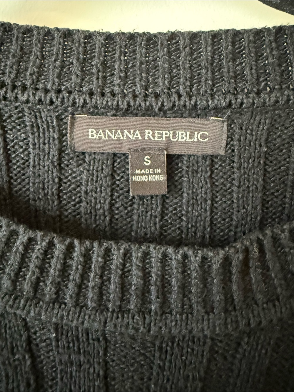 Banana Republic Black Cable-Knit Crewneck Sweater - Picture 2 of 4